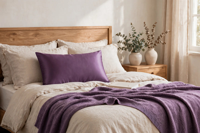 ANYHOUZ Pillowcase 51x66cm Purple Natural Mulberry Silk For Comfortable And Relaxing Home Bed