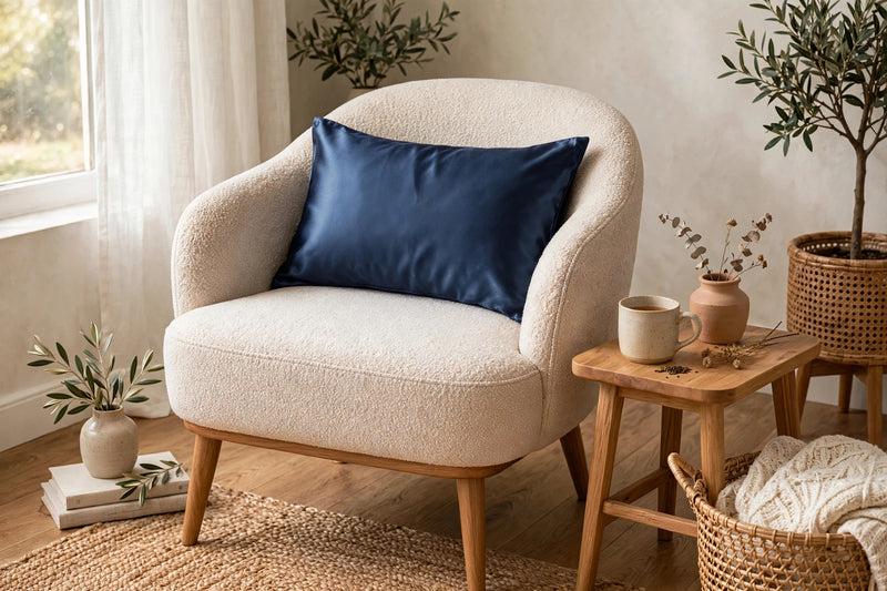ANYHOUZ Pillowcase 51x66cm Blue Set with Eye Mask Natural Mulberry Silk for Comfortable and Relaxing Home Bed