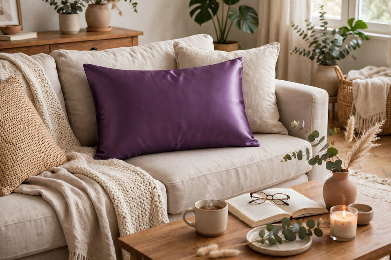 ANYHOUZ Purple Mulberry Silk Pillowcase 50x75cm Soft Smooth Luxury Bedding