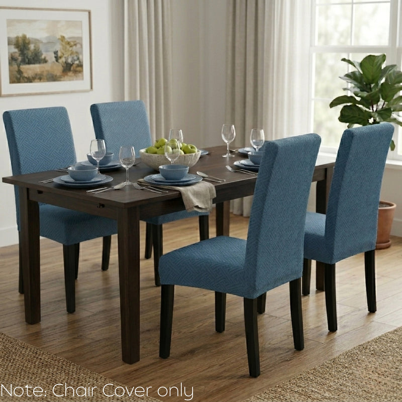 Anyseat Blue Puzzle Design Chair Cover – Elastic Anti‑Dirt Design for Dining, Kitchen, Wedding, Hotel & Banquet Use
