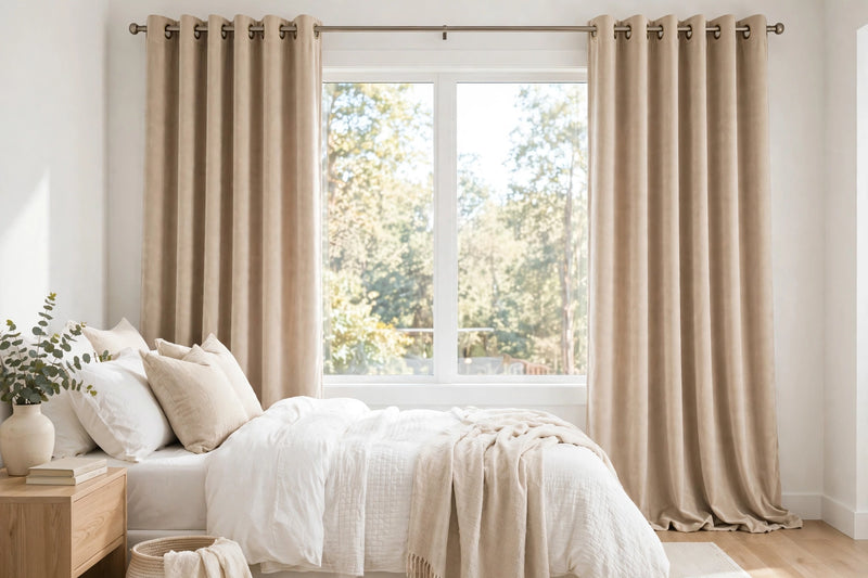Anydrape Beige Velvet Blackout Curtains – High‑Quality Modern Luxury Drapes for Living Room, Bedroom & Dining Windows