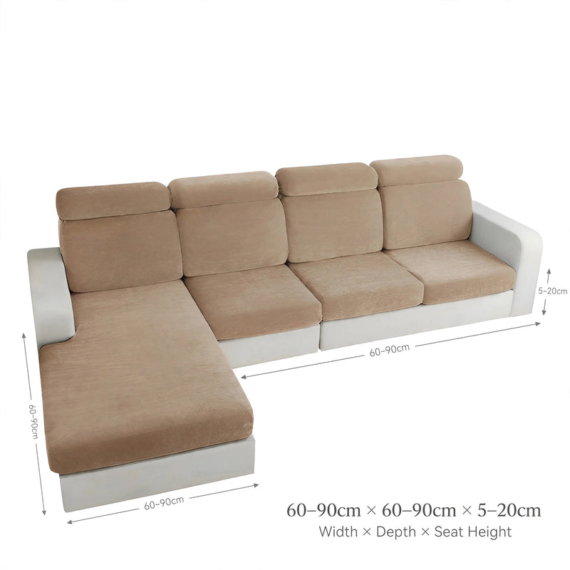 Anyseat L‑Shape Sofa Cover Coffee Chenille Polyester Thick Stretchable Cushion Protector for Living Room