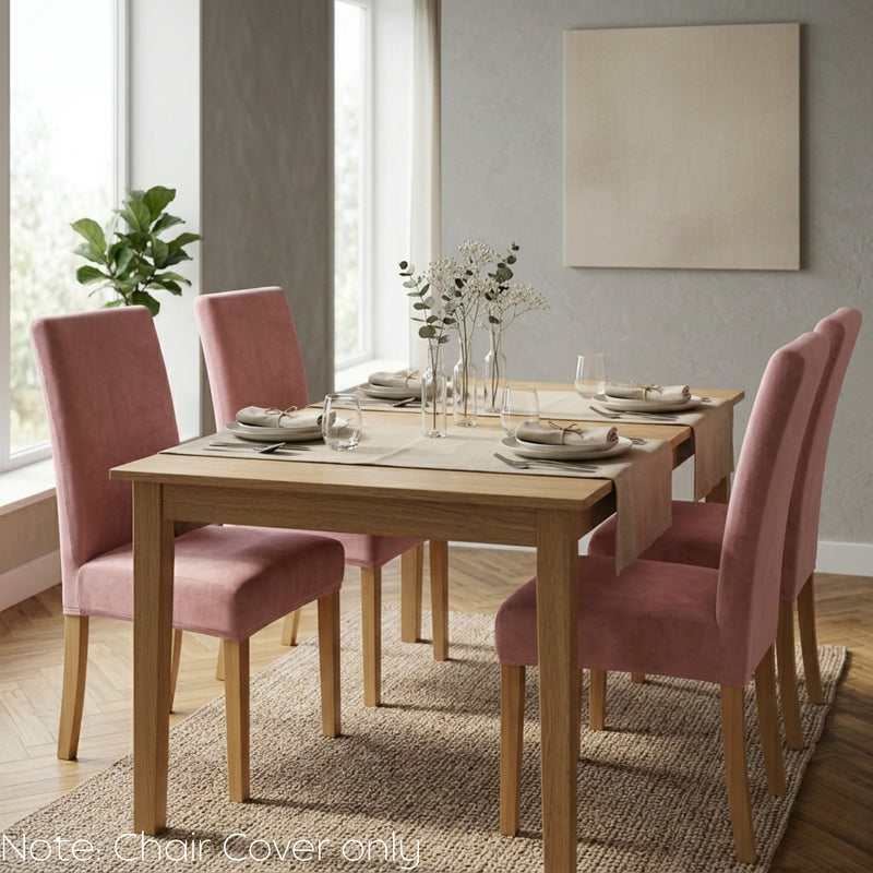 Anyseat Pink Velvet Dining Chair Cover – Plush Stretchable Slipcover for Kitchen & Dining Room Chairs