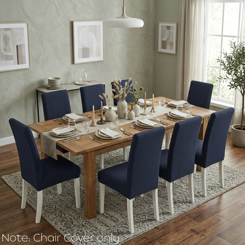 Anyseat Navy Waterproof Chair Cover – Corn Kernel Pattern Stretch Slipcover for Dining Room