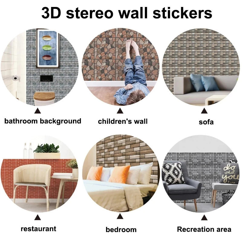 ANYHOUZ 10pcs Grey Vinyl Wall Tile Honeycomb Art Pattern 3D Waterproof