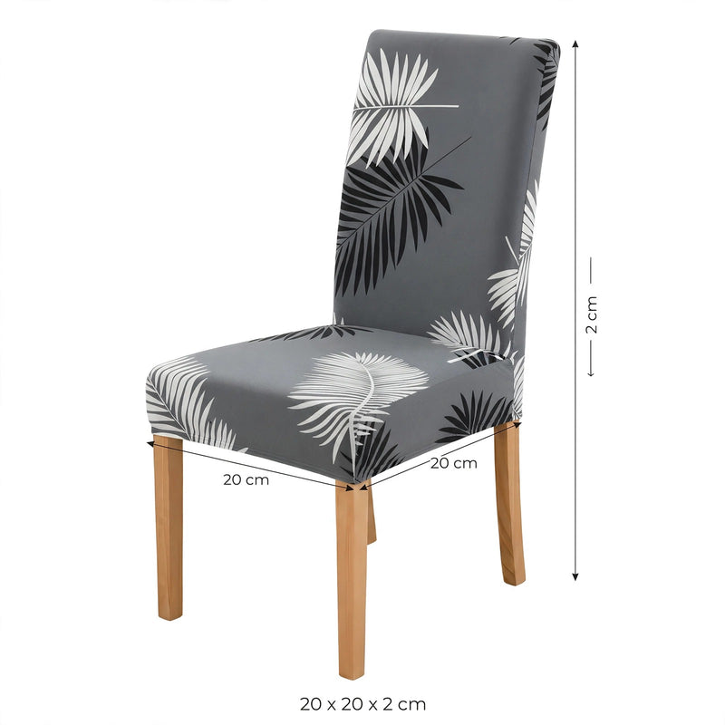 Anyseat Gray Leaf Print Elastic Chair Cover – Plain Dining Slipcover & Home Décor