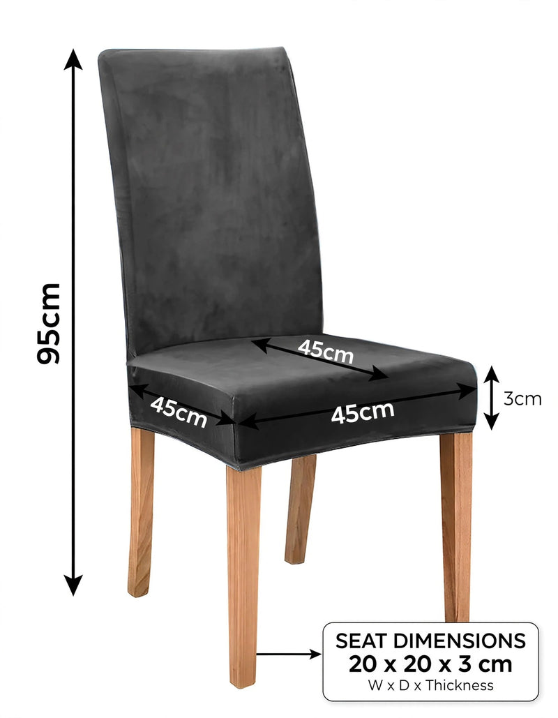 Anyseat Dark Grey Velvet Dining Chair Cover – Plush Stretchable Slipcover for Kitchen & Dining Room Chairs