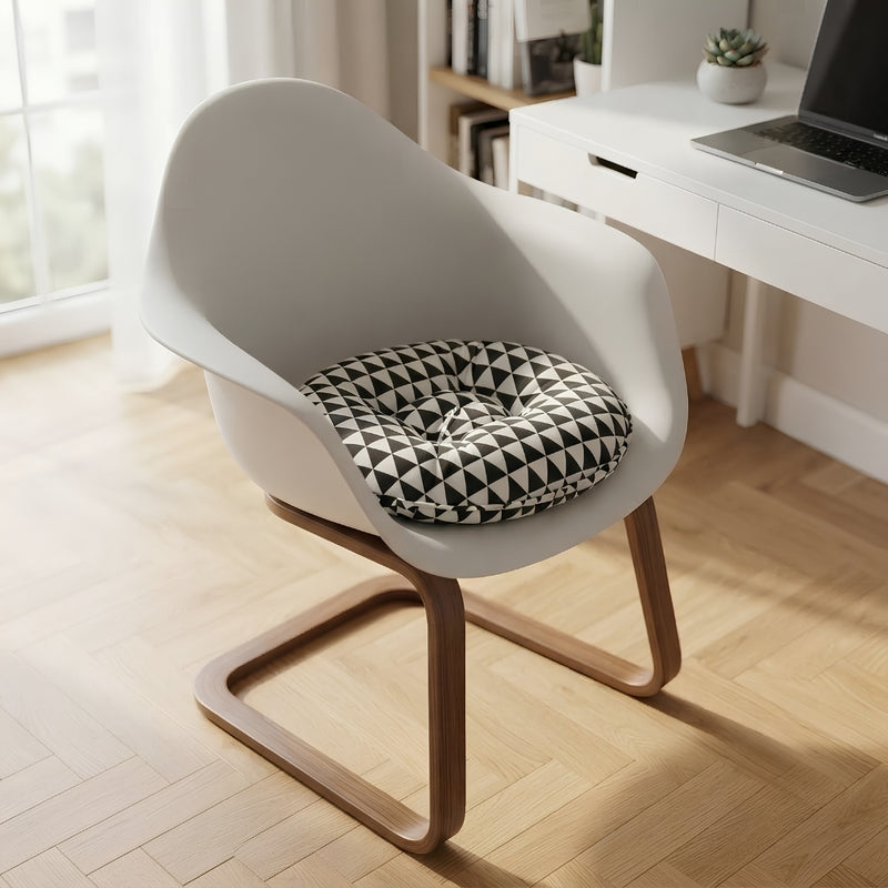 Anypillow Black & White Round Cushion – Geometric Seat Pad