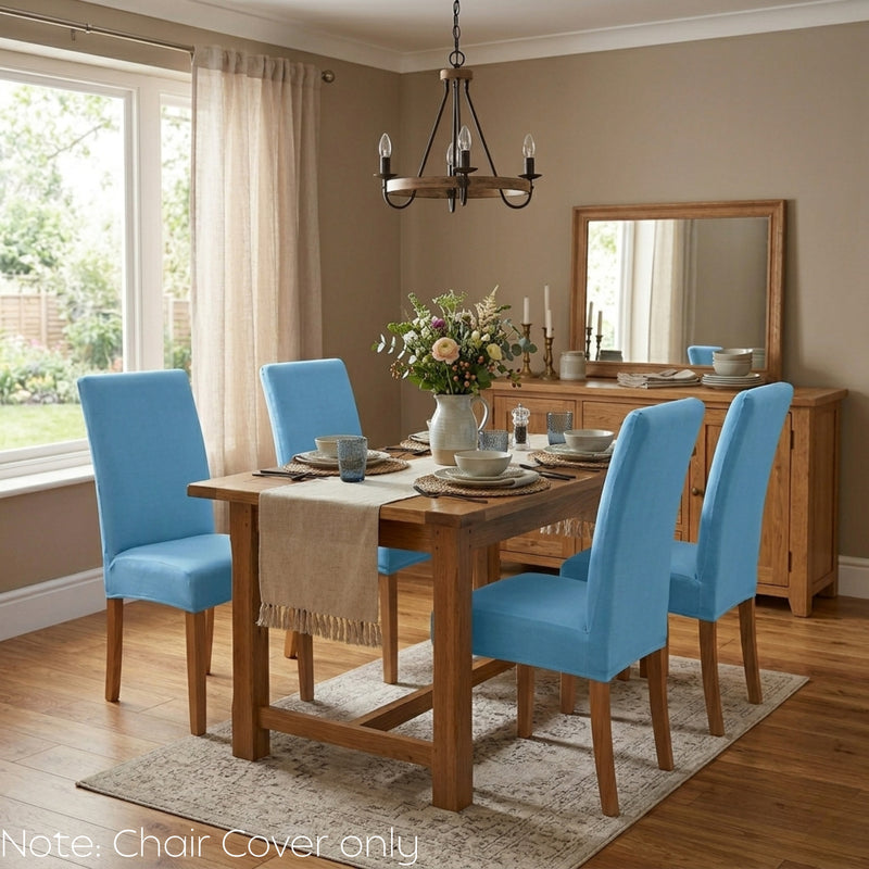 Anyseat Sky Blue Velvet Dining Chair Cover – Plush Stretchable Slipcover for Kitchen & Dining Room Chairs