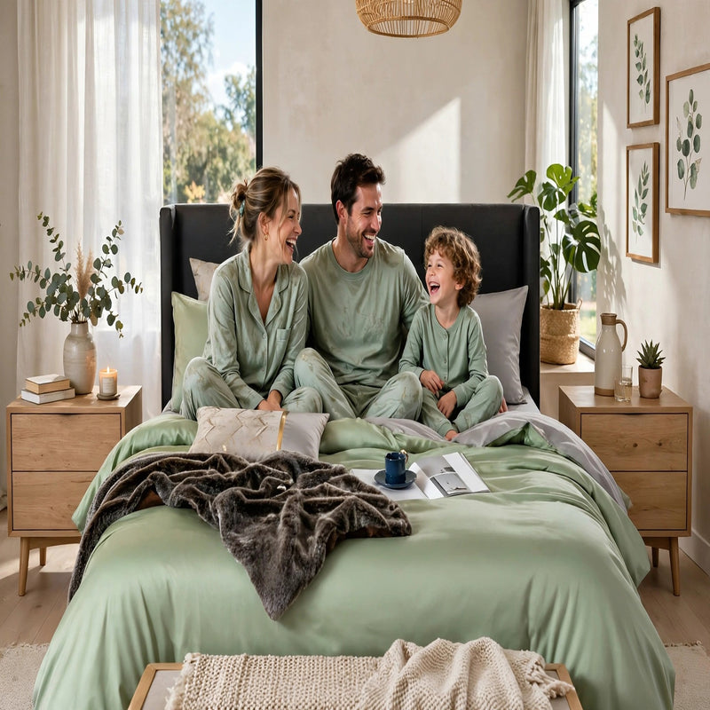 Anycozy Duvet Comforter Set King Green/ Light Grey Egyptian Cotton Thick Blanket Bedspread 6 Pcs Bed Set