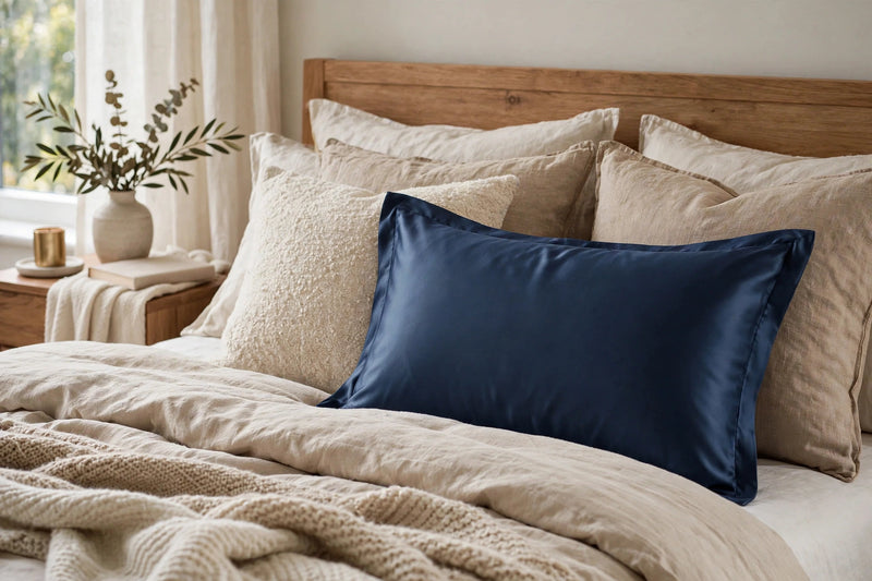 ANYHOUZ Blue Pure Silk Pillowcase 50x75cm Soft Smooth Luxury Bedding