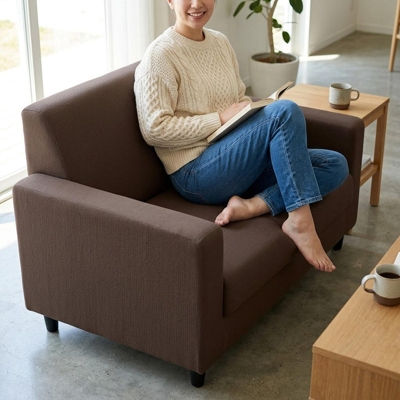 Anyseat 2-Seater Sofa Cover – Plain Coffee Style Slipcover for Living Room Chair Protection