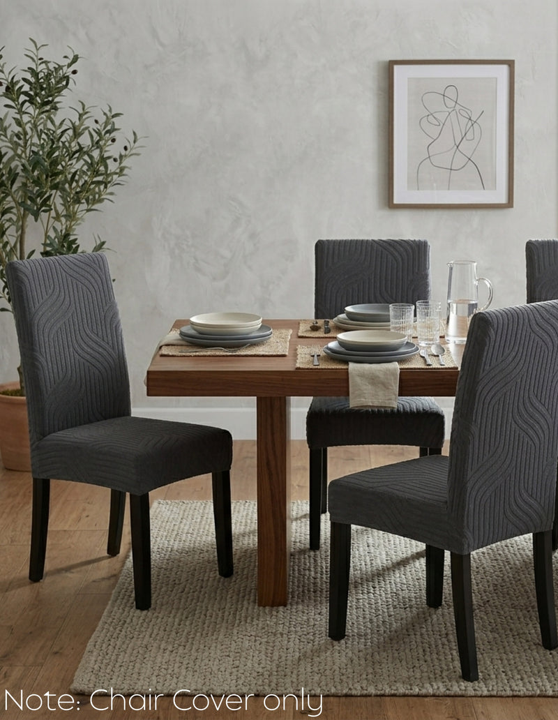 Anyseat Dark Grey Knitted Chair Cover – Elastic Anti‑Dirt Design for Dining, Kitchen, Wedding, Hotel & Banquet Use