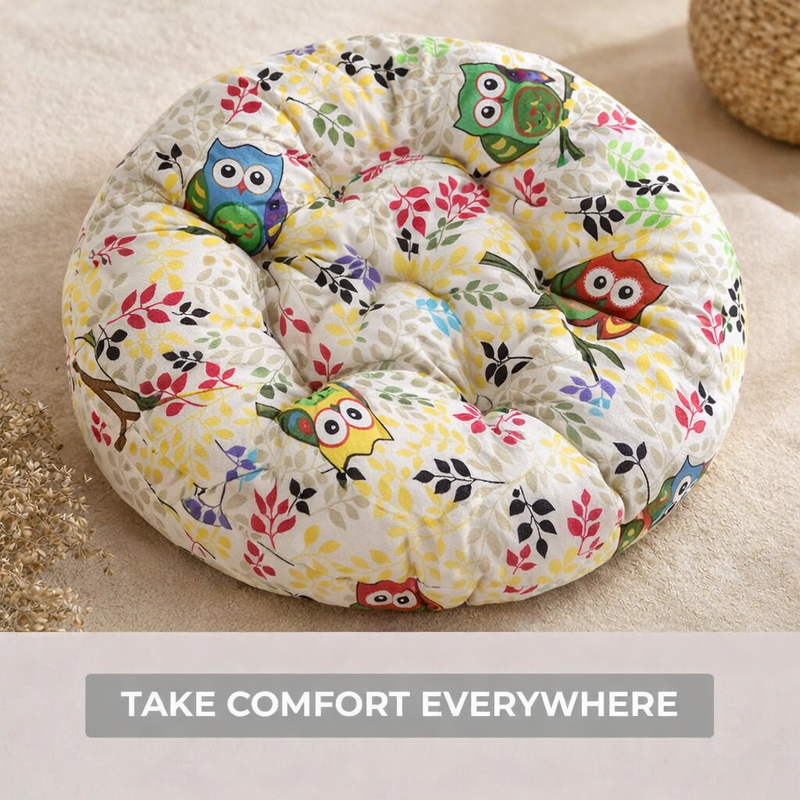 Anypillow Round Yellow Printed Chair Pad – Soft Seat Cushion