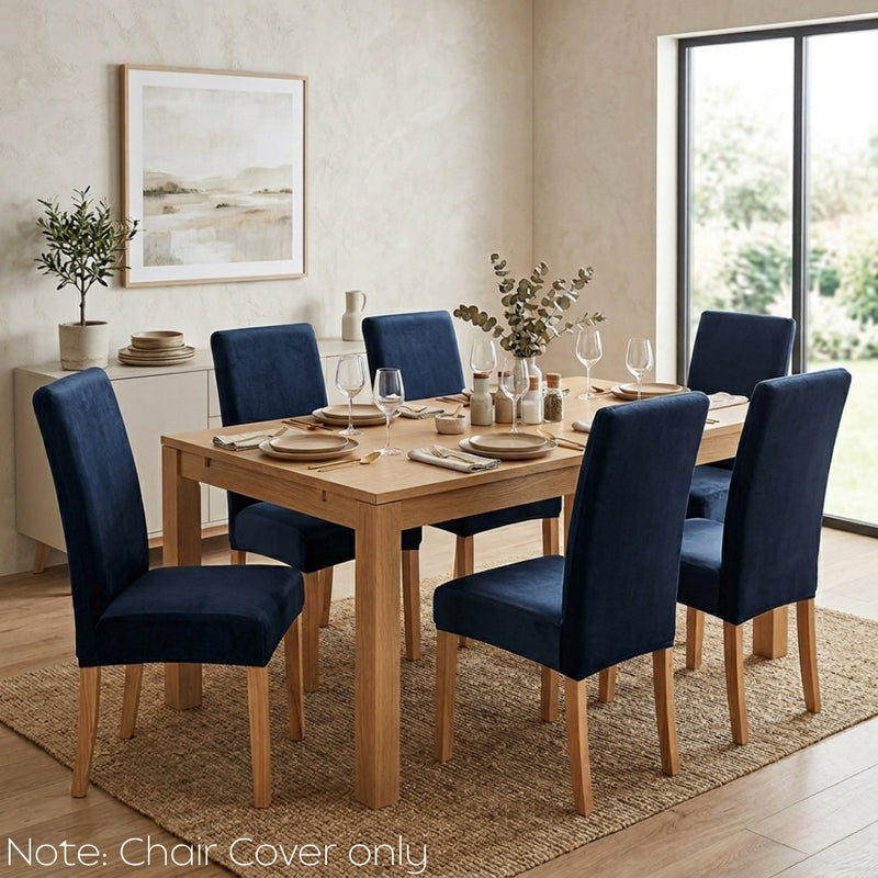 Anyseat Dark Navy Velvet Dining Chair Cover – Plush Stretchable Slipcover for Kitchen & Dining Room Chairs