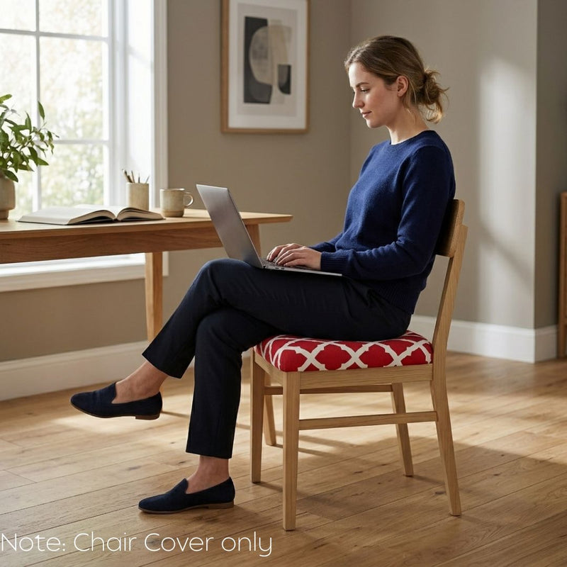 Anyseat Red White Print Chair Cover – Stretch Washable Removable Seat Cover for Dining & Kitchen