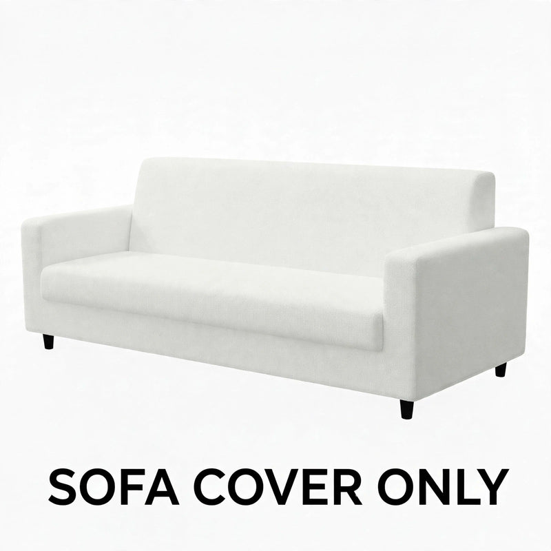 Anyseat 4-Seater Sofa Cover – Plain White Style Slipcover for Living Room Chair Protection