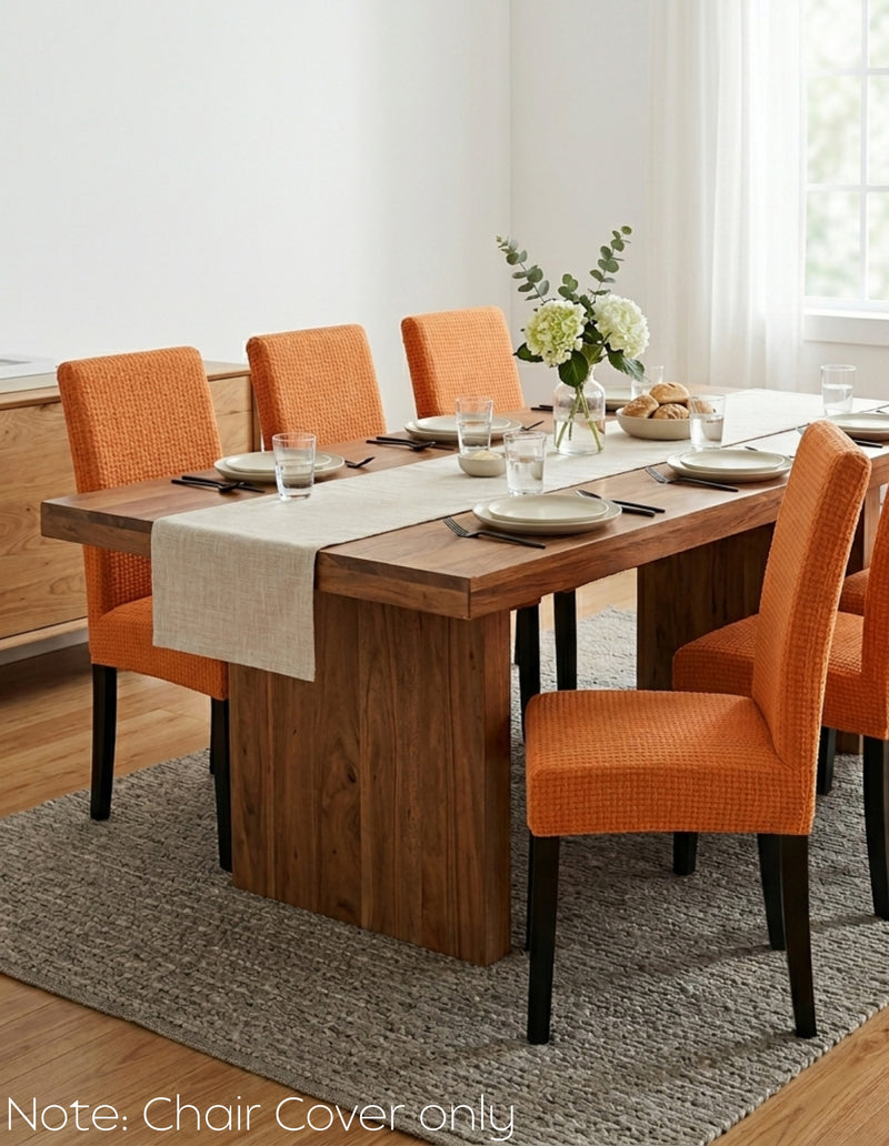 Anyseat Orange Micro Knitted Design Chair Cover – Elastic Anti‑Dirt Design for Dining, Kitchen, Wedding, Hotel & Banquet Use