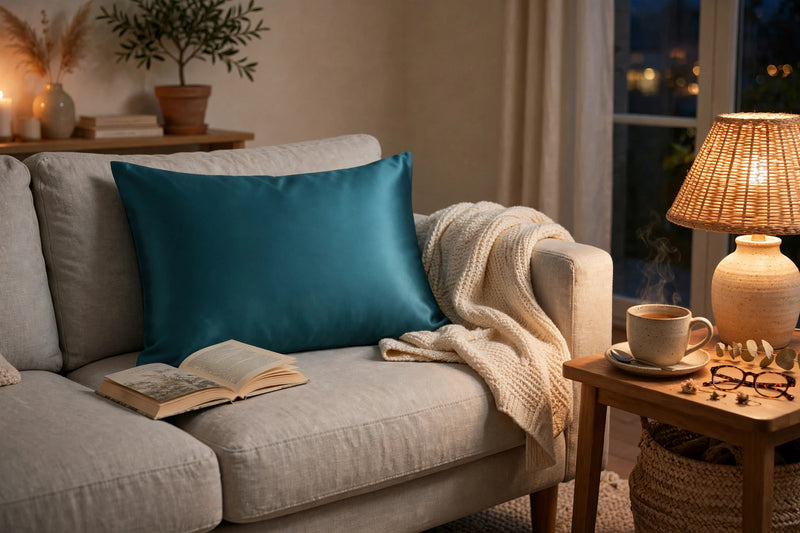ANYHOUZ Pillowcase 50x75cm Teal Natural Mulberry Silk For Comfortable And Relaxing Home Bed