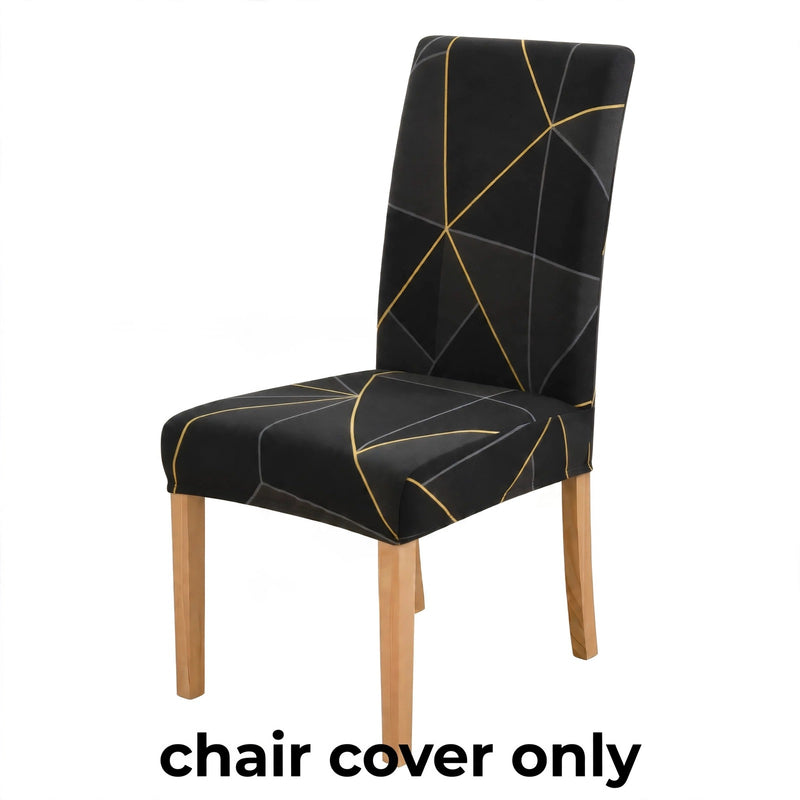 Anyseat Black Gray Geometric Line Pattern Print Elastic Chair Cover – Plain Dining Slipcover & Home Décor