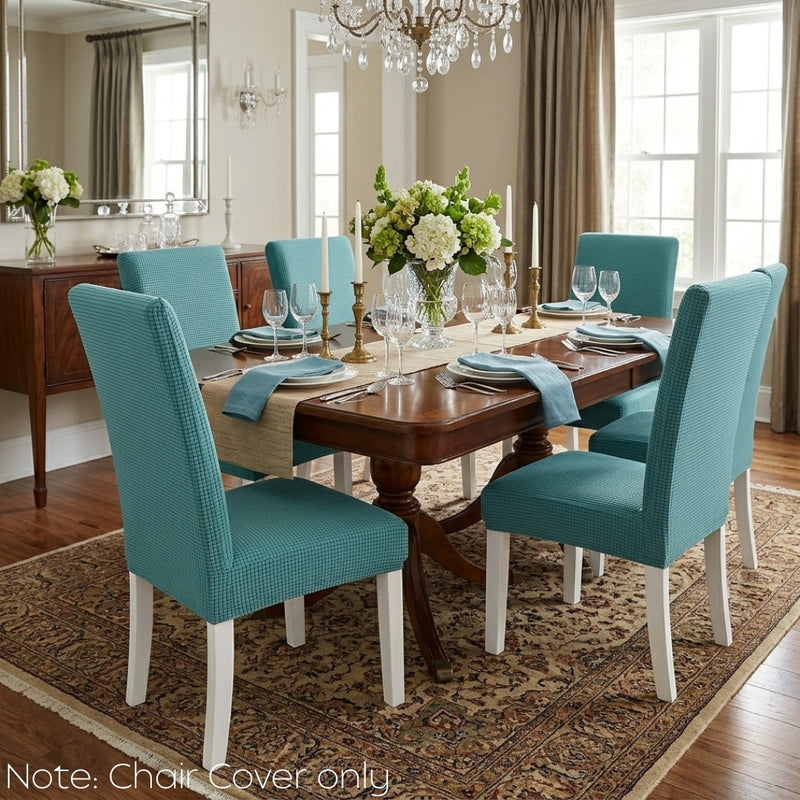 Anyseat Blue Waterproof Chair Cover – Corn Kernel Pattern Stretch Slipcover for Dining Room
