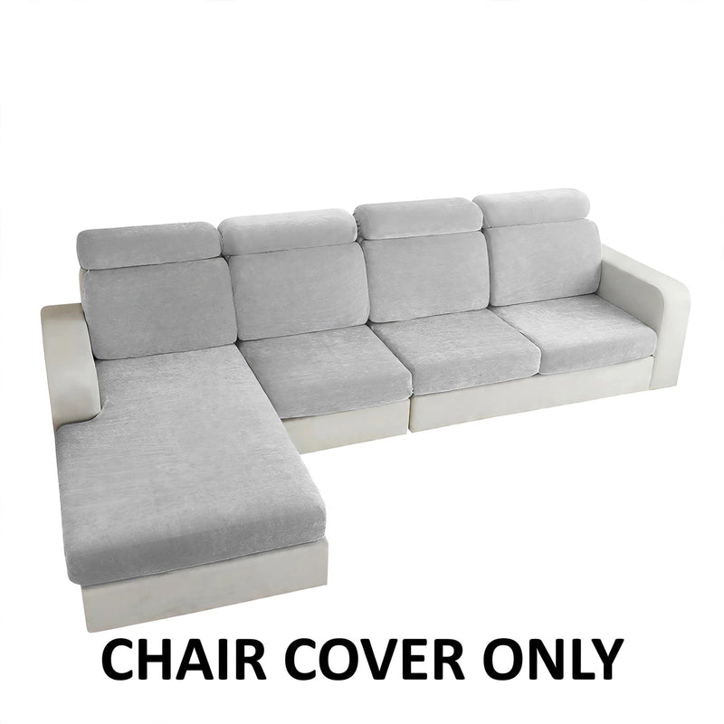 Anyseat L‑Shape Sofa Cover Light Gray Chenille Polyester Thick Stretchable Cushion Protector for Living Room (Small Size)