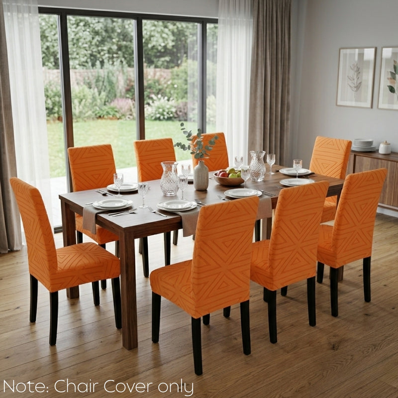 Anyseat Orange Triangular Design Chair Cover – Elastic Anti‑Dirt Design for Dining, Kitchen, Wedding, Hotel & Banquet Use