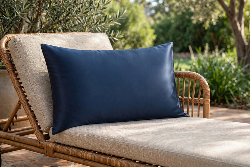Anypillow Mulberry Silk Pillowcase Set 50x90cm – Blue with Eye Mask, Soft & Comfortable Silk Bedding
