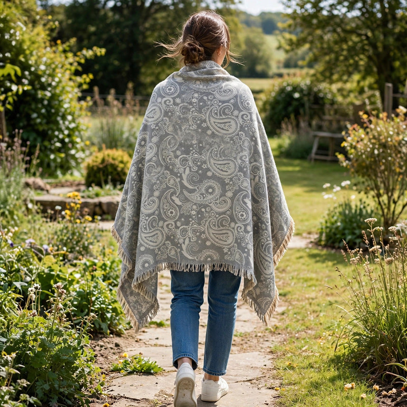 Anycozy Paisley Gray Throw Blanket – Soft Camping Mat & Cozy Home Décor