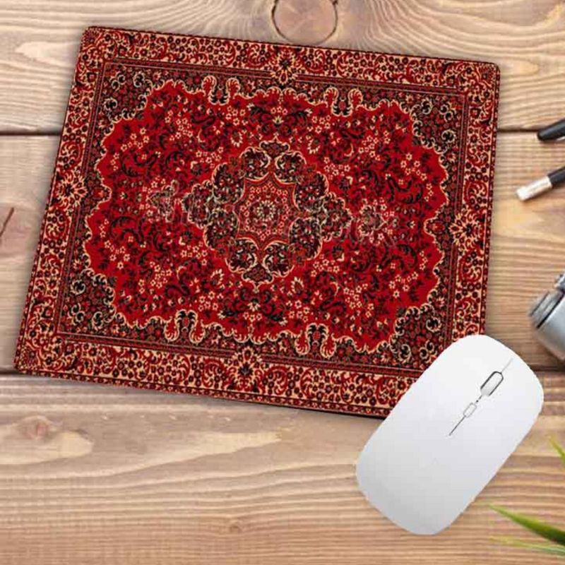 ANYMOB Mouse Pad Red Orange 22X18CM Persian Tribal Carpet Computer Office Desk Non-Slip Mat