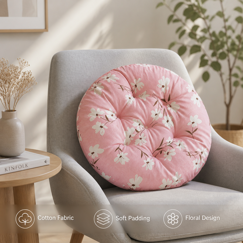 Anypillow Pink Floral Chair Pad – Soft Seat Cushion