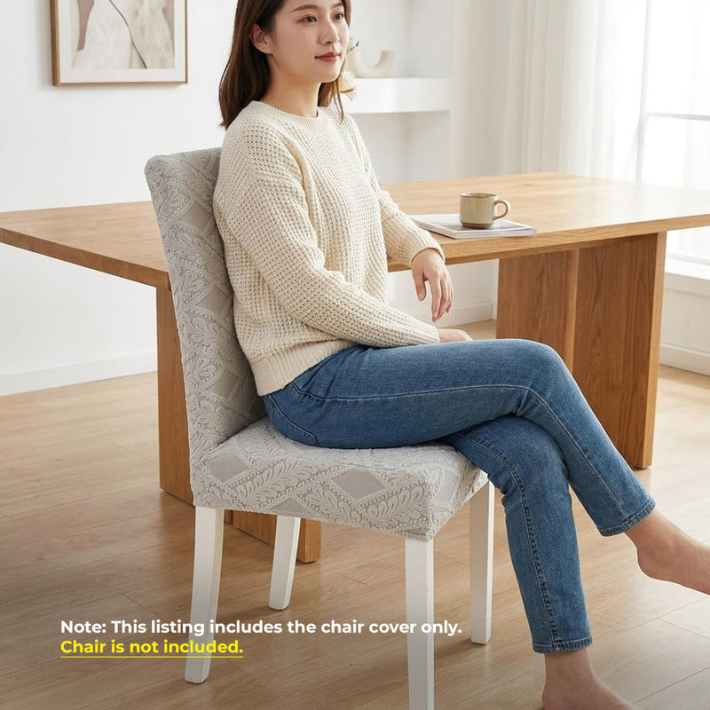Anyseat Light Grey Knitted Chair Cover – Elastic Anti‑Dirt Design for Dining, Kitchen, Wedding, Hotel & Banquet Use