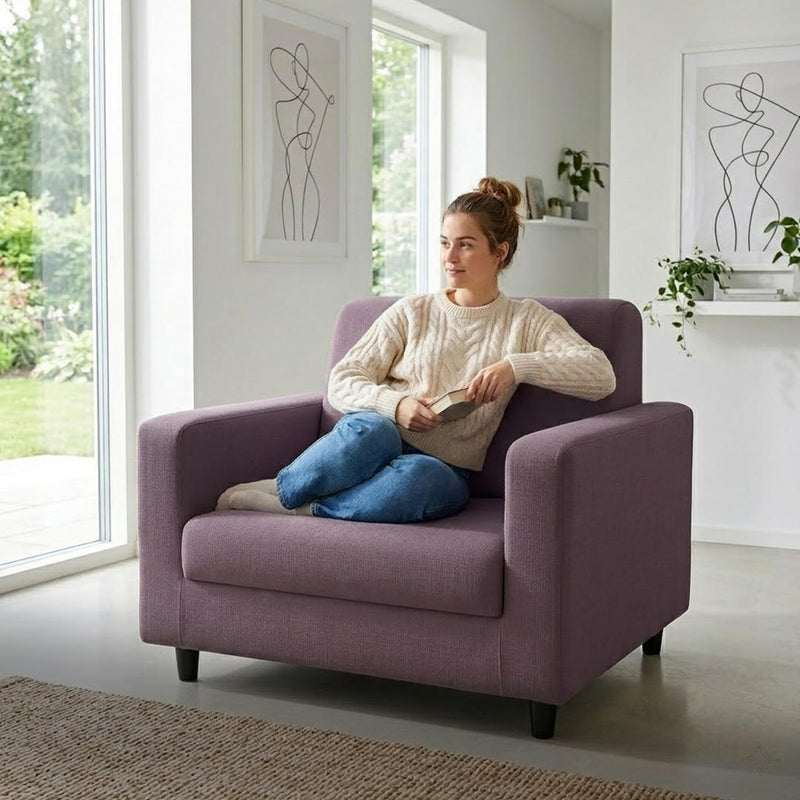 Anyseat 1-Seater Sofa Cover – Plain Purple Style Slipcover for Living Room Chair Protection