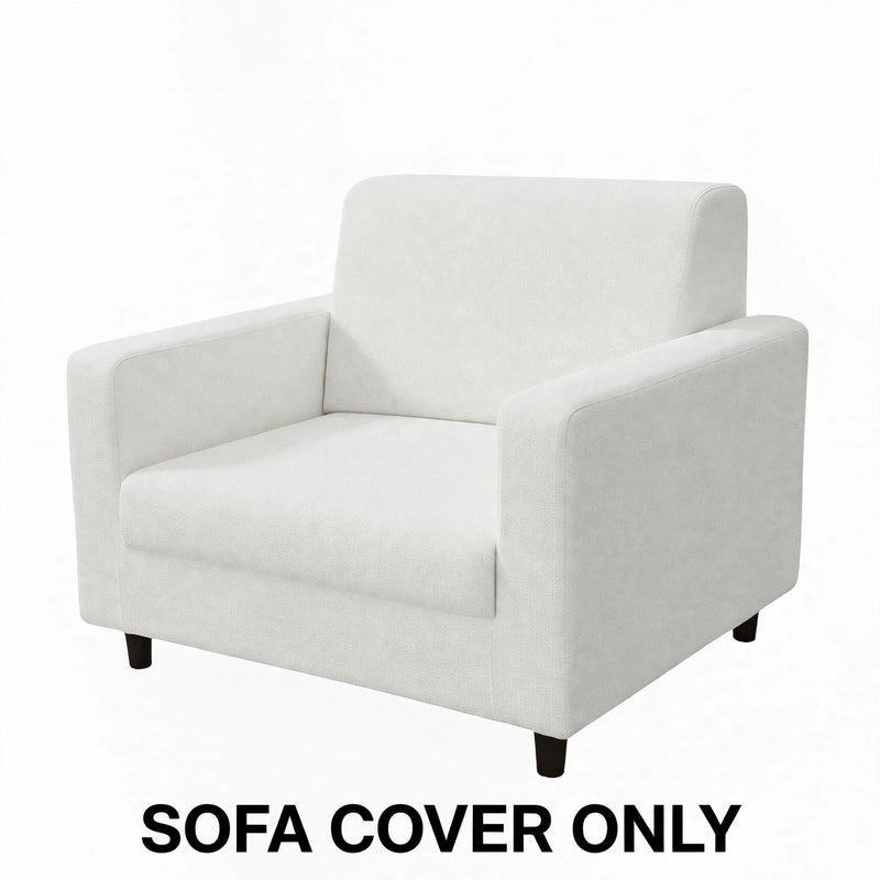 Anyseat 1-Seater Sofa Cover – Plain White Style Slipcover for Living Room Chair Protection