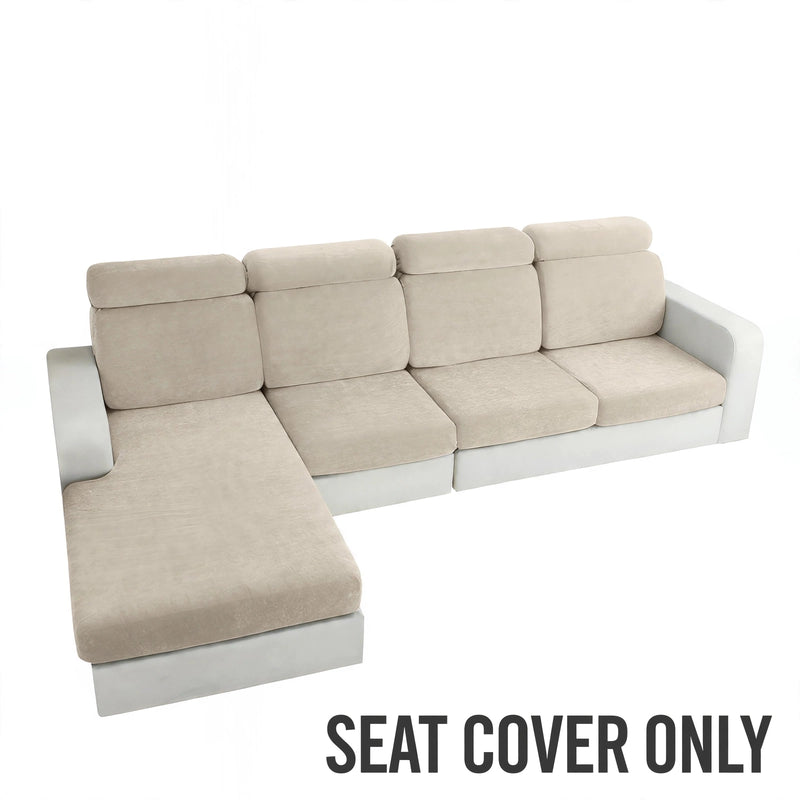 Anyseat L‑Shape Sofa Cover Beige Chenille Polyester Thick Stretchable Cushion Protector for Living Room