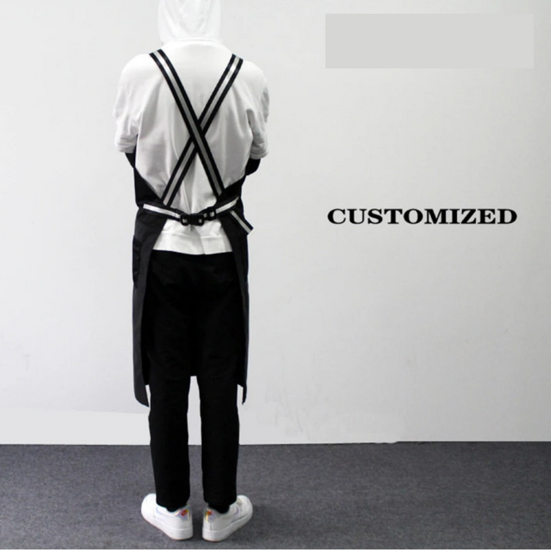 Anypron Black White Kitchen Apron 2 Bags Waterproof Oil-Resistant Bibs Adjustable