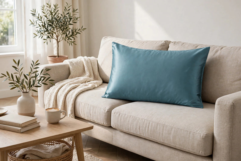 ANYHOUZ Pillowcase 50x75cm Blue Gray Natural Mulberry Silk For Comfortable And Relaxing Home Bed