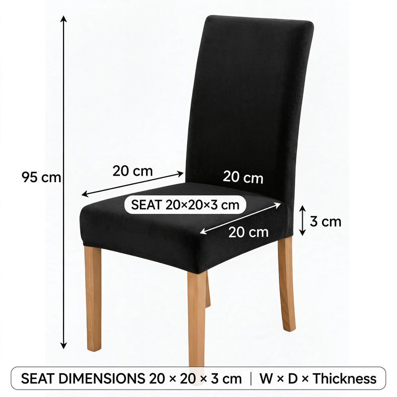 Anyseat Black Velvet Dining Chair Cover – Plush Stretchable Slipcover for Kitchen & Dining Room Chairs