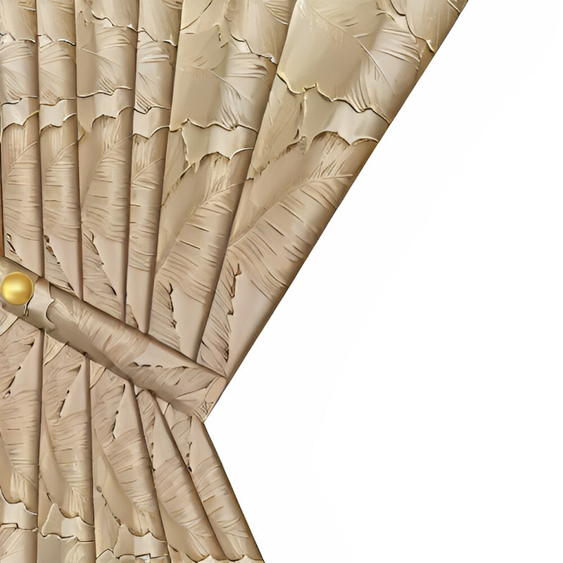 Anydrape Curtain Beige 250cmx250cm 3D Leaves Luxury indo Blackout Home Curtain