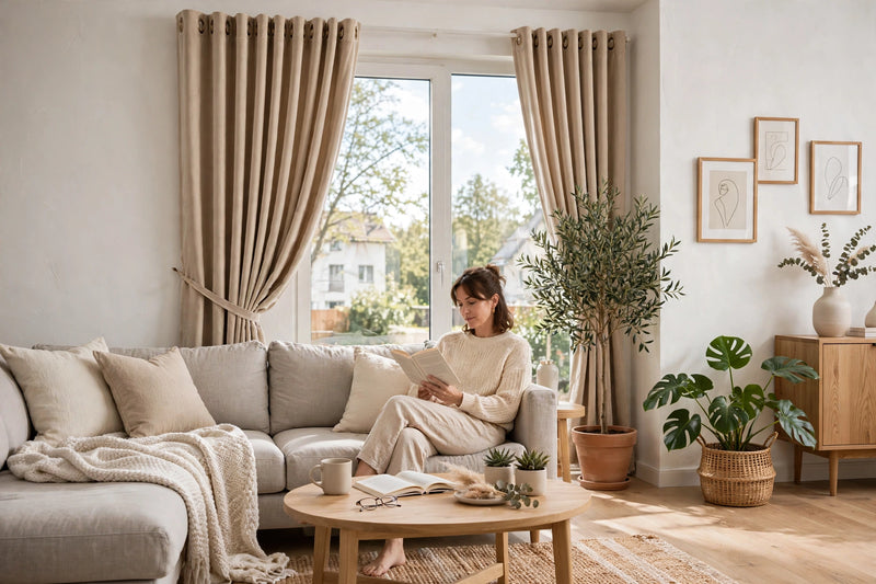 Anydrape Beige Velvet Blackout Curtains – High‑Quality Modern Luxury Drapes for Living Room, Bedroom & Dining Windows