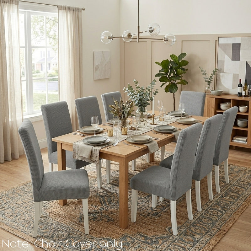 Anyseat Grey Waterproof Chair Cover – Corn Kernel Pattern Stretch Slipcover for Dining Room