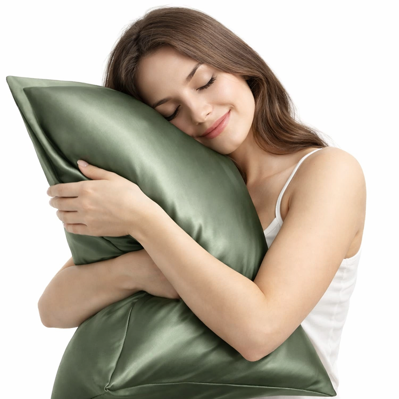 ANYHOUZ Green Mulberry Silk Pillowcase 50x90cm Soft Smooth Luxury Bedding