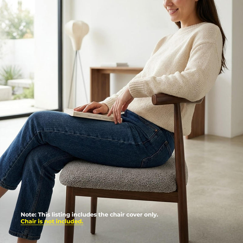 Anyseat Grey Fur Stretch Chair Cover – Washable, Removable Dining & Kitchen Seat Protector