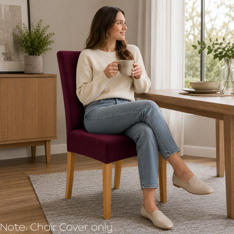 Anyseat Purple Velvet Dining Chair Cover – Plush Stretchable Slipcover for Kitchen & Dining Room Chairs