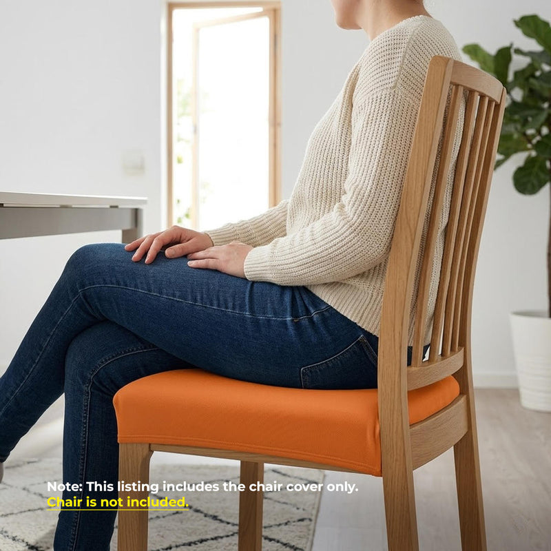 Anyseat Plain Orange Stretch Chair Cover – Washable, Removable Dining & Kitchen Seat Protector