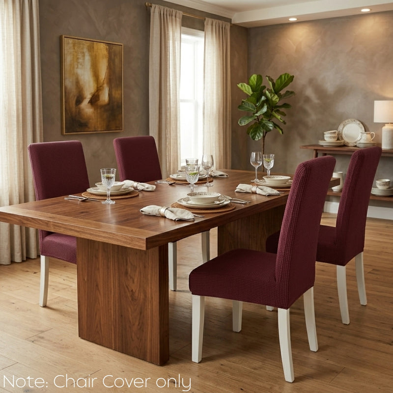 Anyseat Wine Red Waterproof Chair Cover – Corn Kernel Pattern Stretch Slipcover for Dining Room