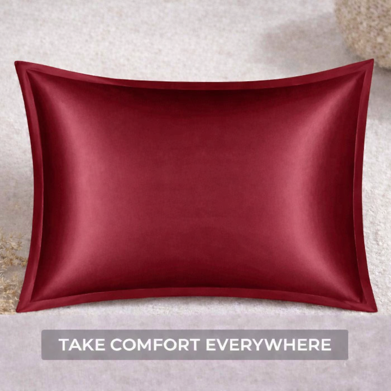 ANYHOUZ Wine Red Pure Silk Pillowcase 50x90cm Soft Smooth Luxury Bedding