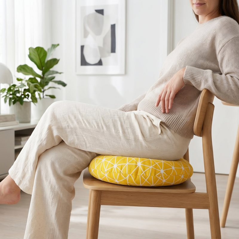 Anypillow Yellow Geometric Chair Pad – Round Soft Seat Cushion