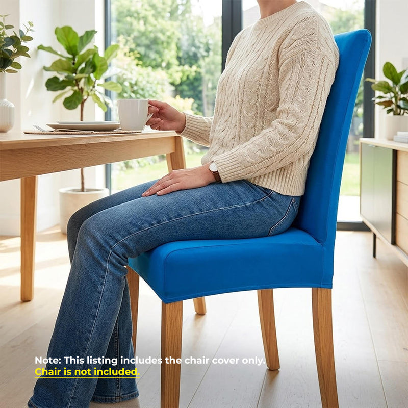 Anyseat Blue Velvet Dining Chair Cover – Plush Stretchable Slipcover for Kitchen & Dining Room Chairs