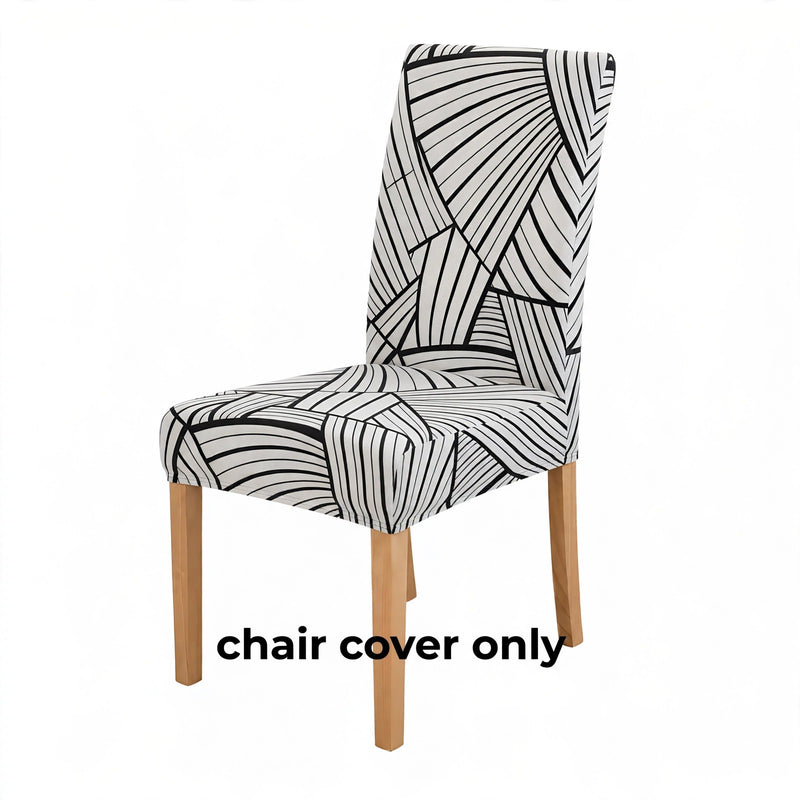 Anyseat Black Pattern Print Elastic Chair Cover – Plain Dining Slipcover & Home Décor